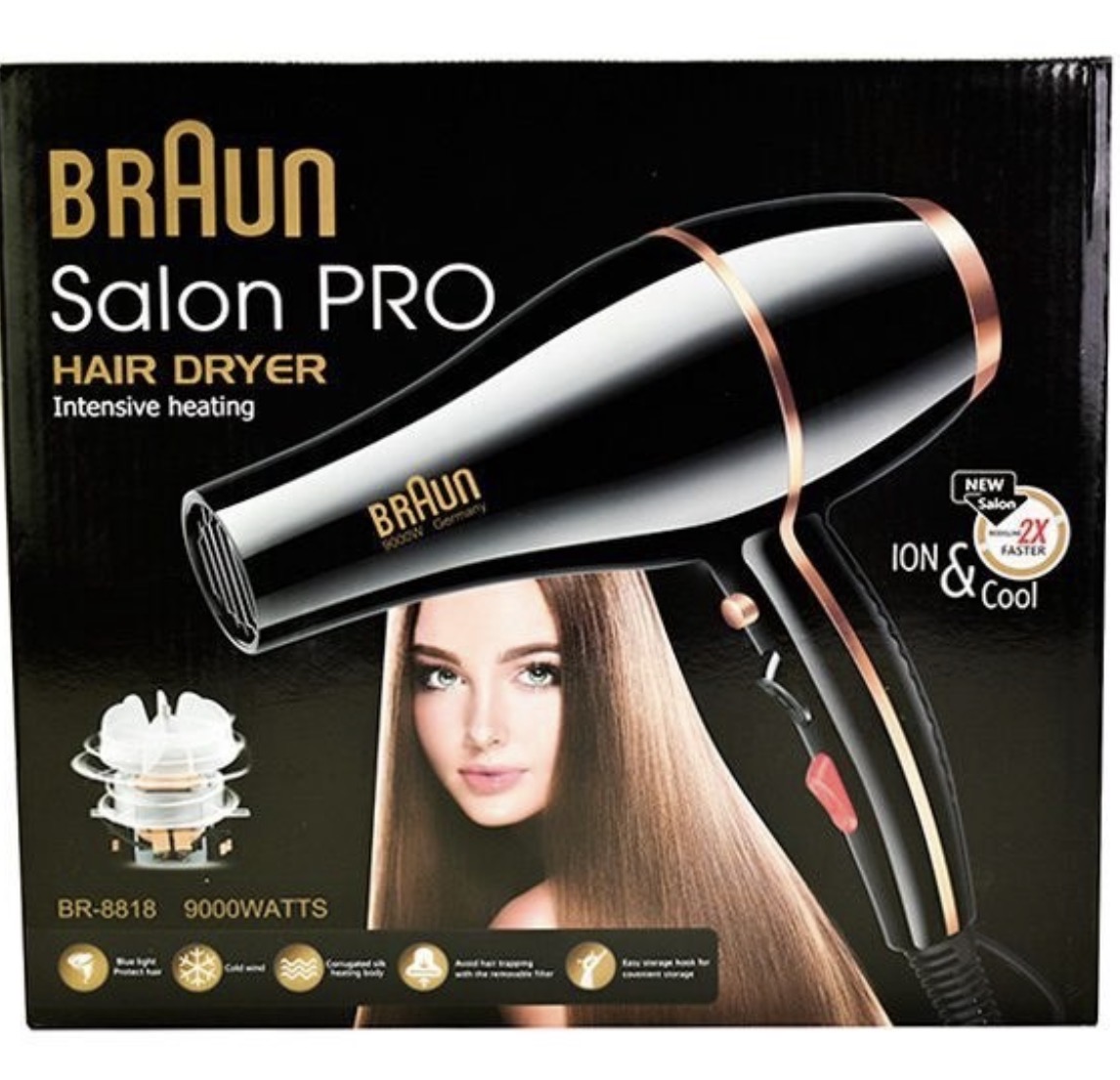 سشوار BRAUN مدل Salon Pro 8818 ا BRAUN hair dryer model salon pro 8818