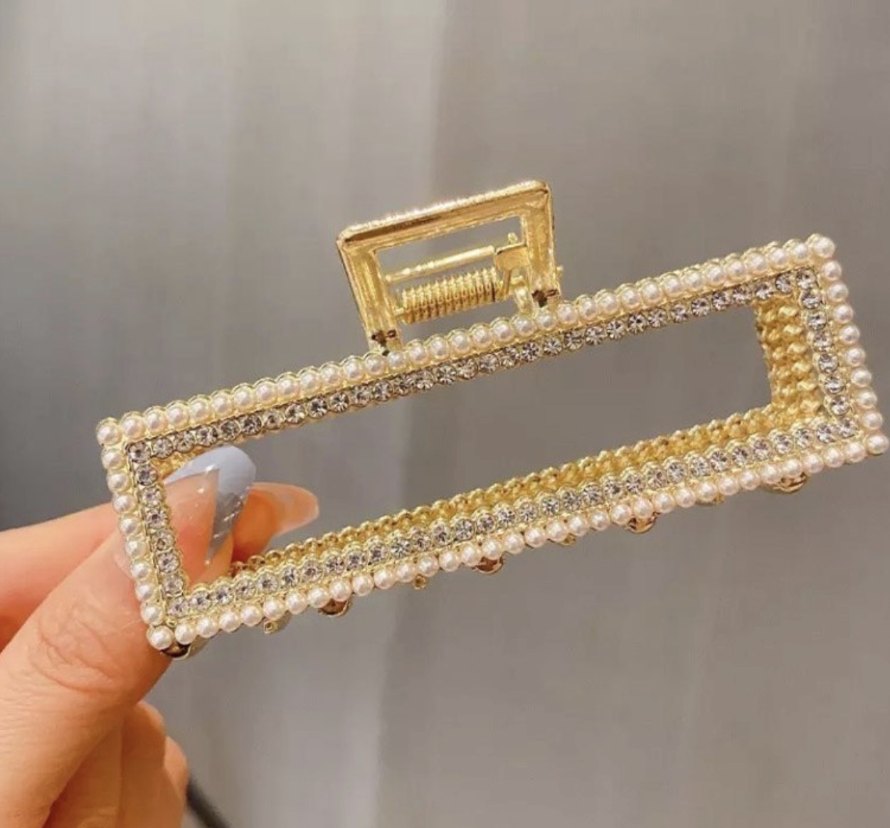 کلیپس مجلسی نگین و مروارید دار مستطیلی