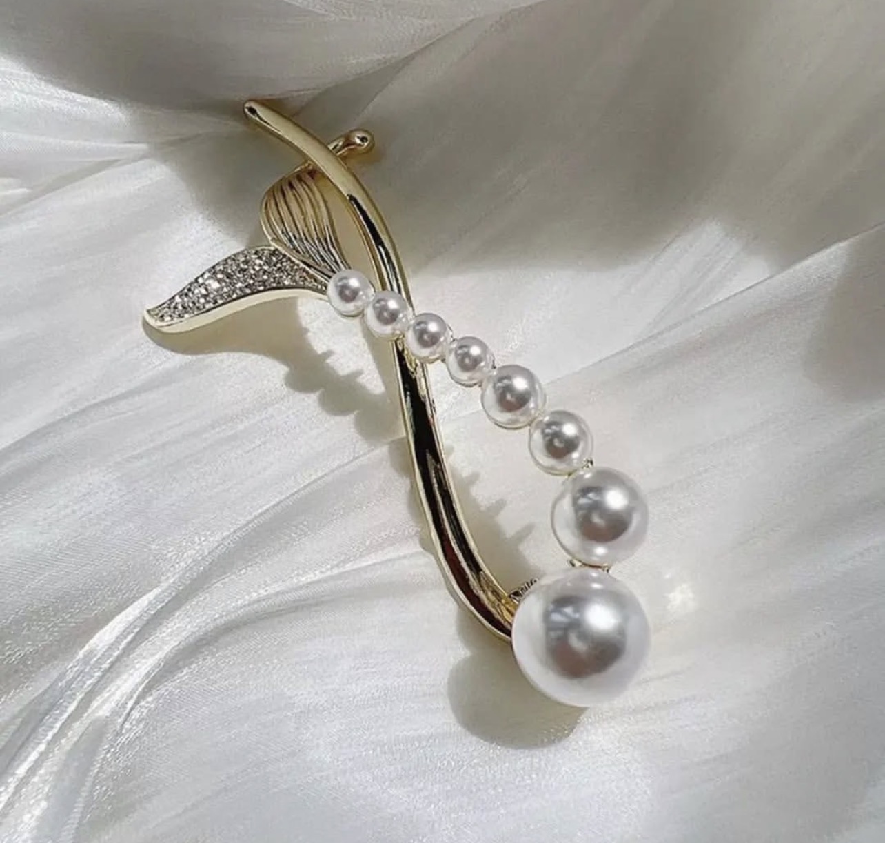 گیره مو فلزی دم ماهی مرواریدی