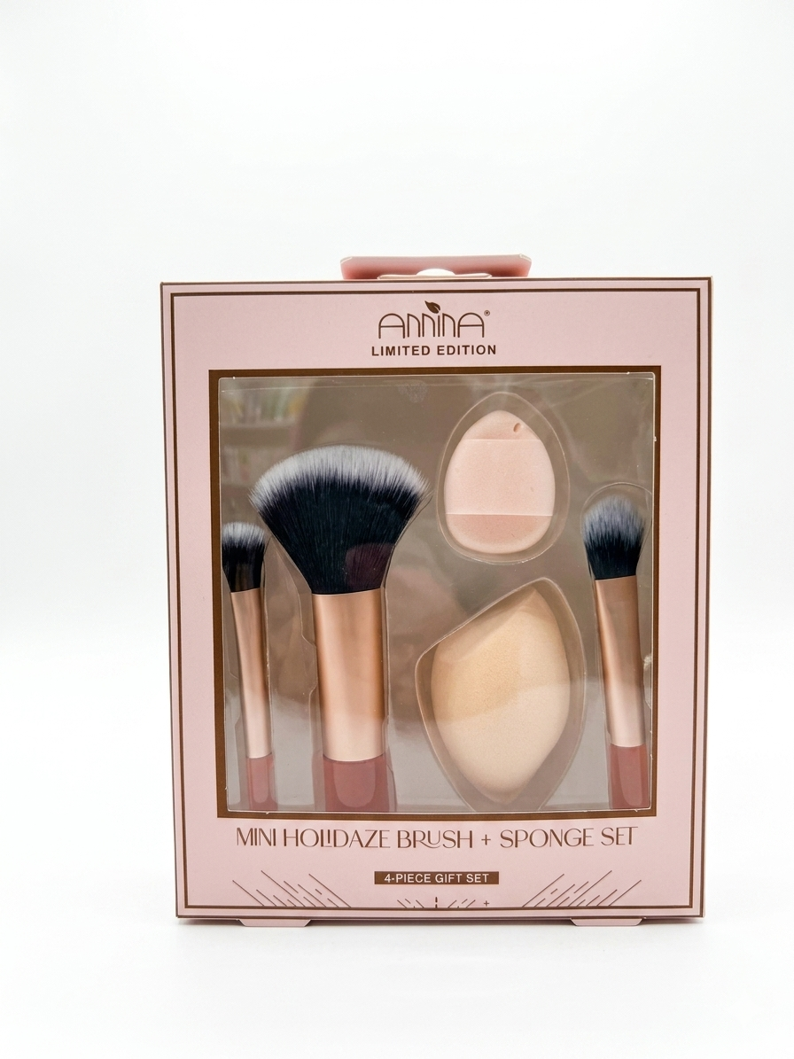 ست براش و اسفنج ۴ تکه لیمیتد ادیشن از برند آنینا (ANNINA Limited Edition Mini Holidaze Brush + Sponge Set)