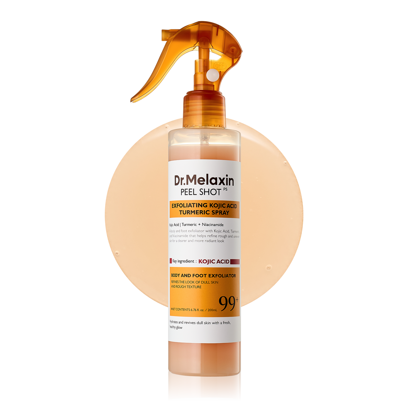 اسپری لایه‌بردار و روشن‌کننده بدن و نواحی تیره کوجیک اسید دکتر ملاکسین اصل | Dr. Melaxin Peel Shot Exfoliating Kojic Acid Turmeric Spray