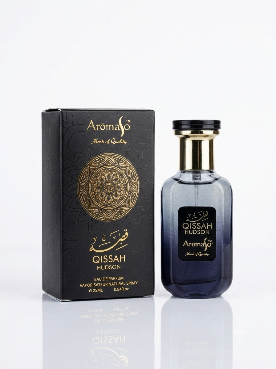 عطر ادکلن قصه مشکی زنانه و مردانه ۲۵ میل شرکت اروماسو